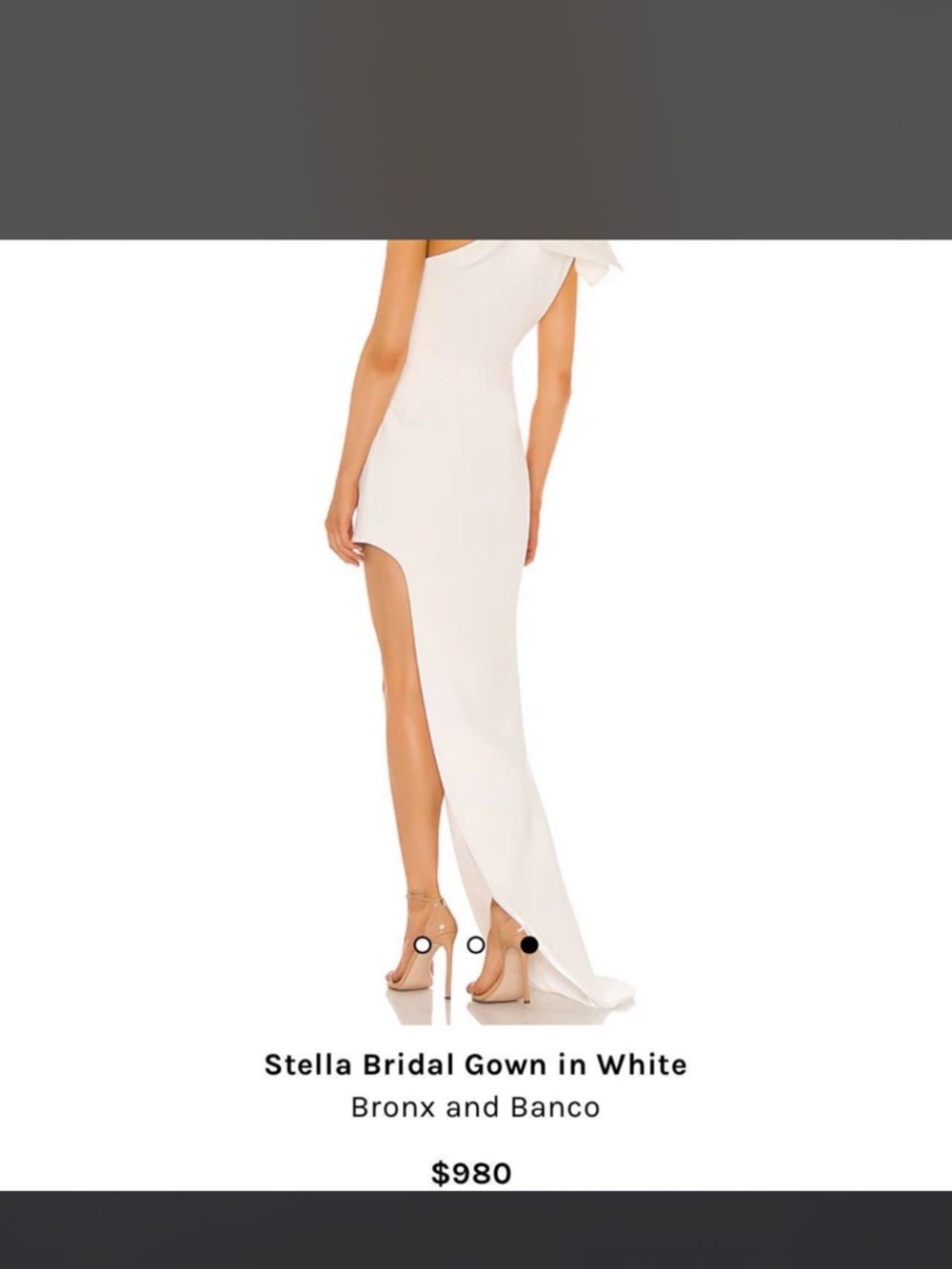 Bronx and Banco Stella Bridal Gown White One-Shoulder Asymmetric with Bow Detail - Picture 3 of 5